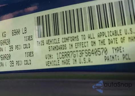 2015 Ram 1500 Big Horn из США, поврежденный, VIN 1C6RR7GT3FS640570